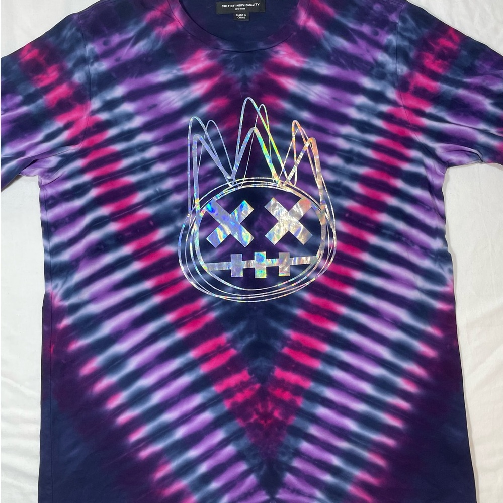 Cult of Individuality Tie Dye T-Shirt Men’s Large Holographic Logo Magenta